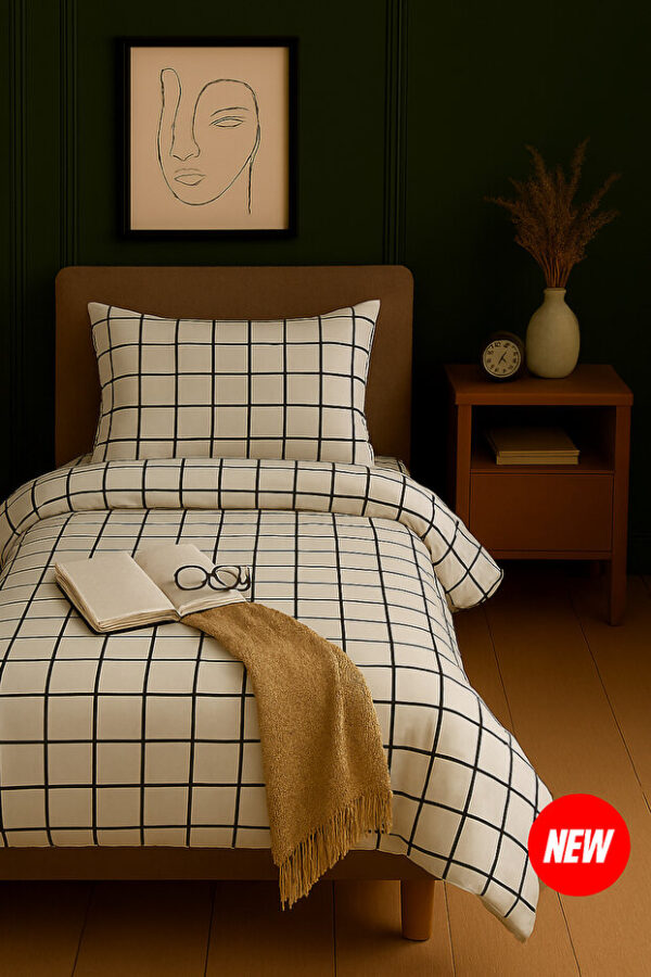 Tek Kişilik Kareli Desenli Nevresim Takımı | PAMUKLU Her Yatağa Şıklık Katar!