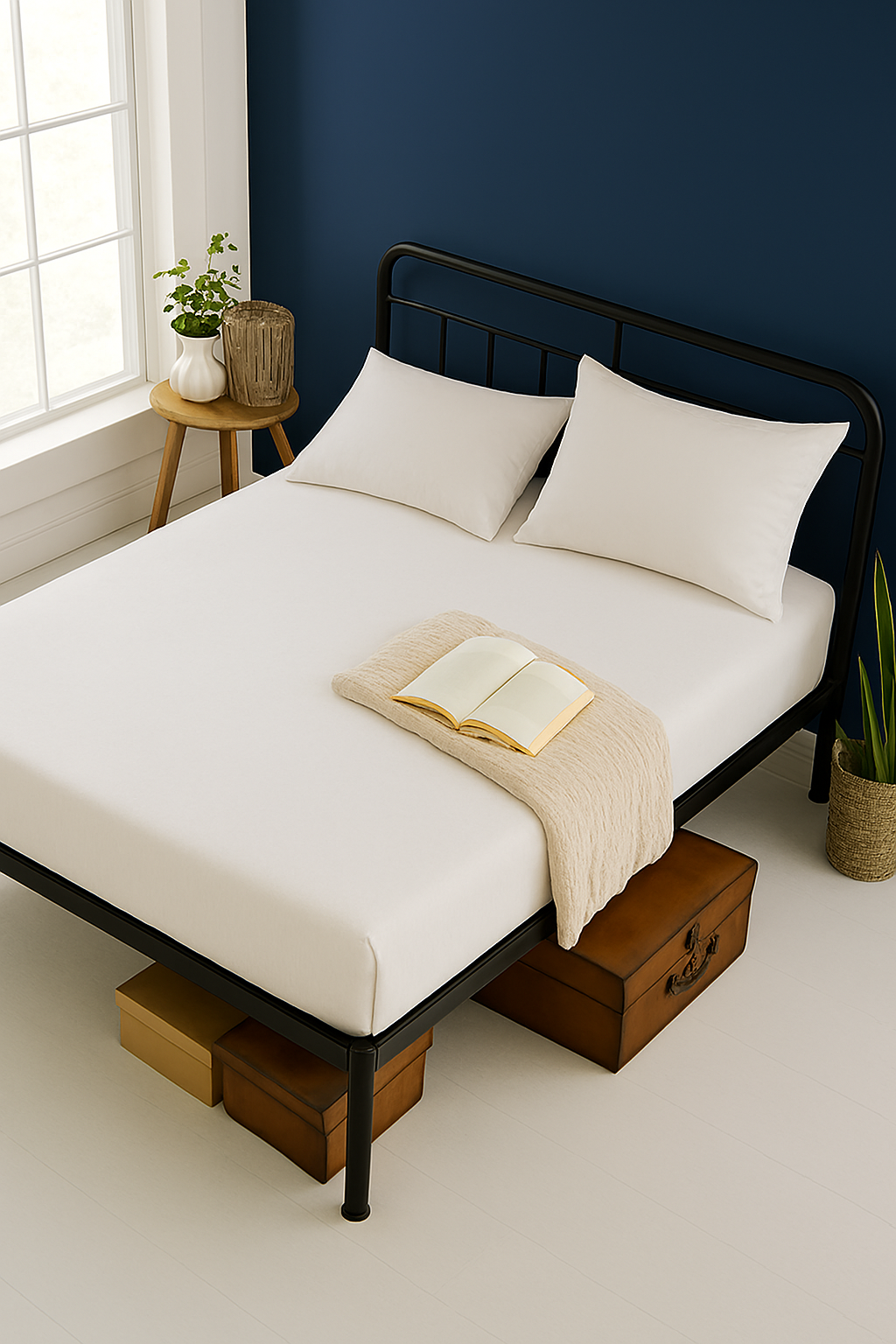 Beyaz Pamuklu Her Yatağa Uyumlu Lastikli Çarşaf Takımı | Ev, Otel, Yurt Kullanımına Uygun Terletmez, Yakmaz - Görsel 2
